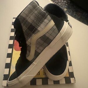 Vans Kids Checkered High-Top Sneakers - Black and Gray